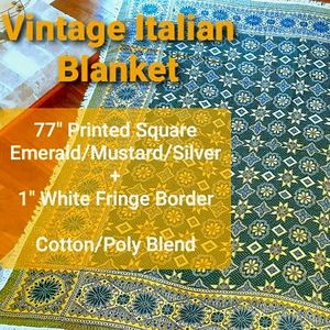 Vintage Italian Blanket | Green - Gold Reversible